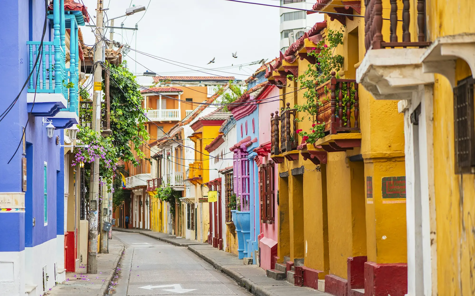 A colorful colonial street inside the walled city
